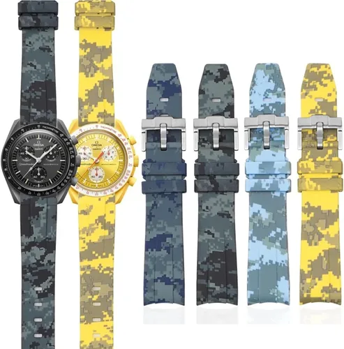 Vista 2 de Correa de camuflaje para Omega Moon Curvo Extremo Pulsera de goma de silicona Hombres Mujeres Sport Watch Band Accesorio 0.787 in