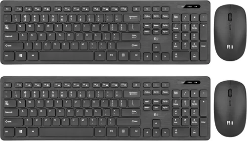 Vista 8 de Combo de teclado y mouse inalámbricos: teclado estándar Rii para PC de oficina y ratones inalámbricos ópticos (negro)