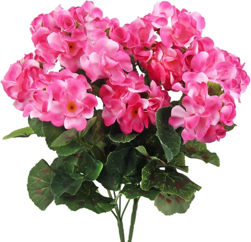 Vista 13 de CISDUEO 2 Piezas Flores de Otoño Artificiales para Decoración Geranios Falsos Rojos Flores de Primavera Falsas para Macetas Exteriores Plantas Otoño