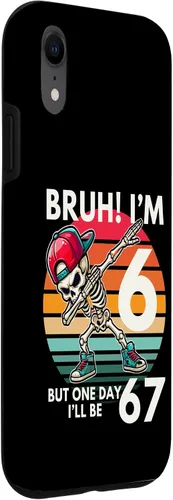 Vista 3 de Bruh I'm 6 But One-Day I'll Be 67 Retro 6th Birthday Kids Case for iPhone XR