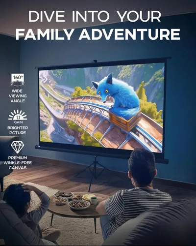 Vista 5 de Pantalla de proyector de 100" con soporte y soporte universal para trípode para proyector