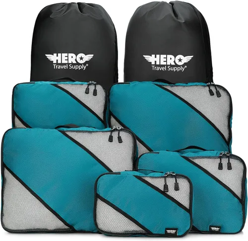 Vista 13 de HERO - Juego de 5 organizadores de equipaje con 2 bolsas de lavandería