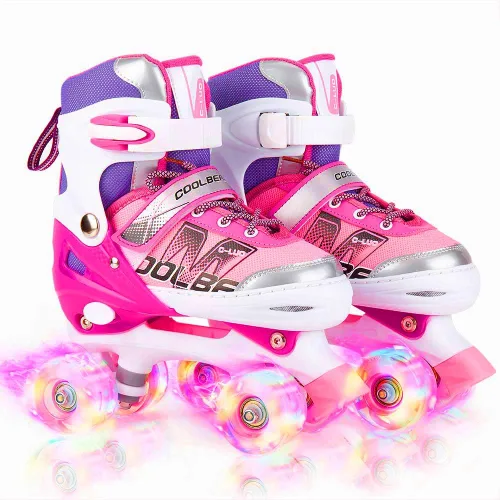 Vista 7 de Patines en línea ajustables para niñas y mujeres, todas las 8 ruedas de los patines de niña brillan, iluminación segura y divertida para niños
