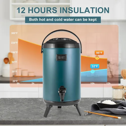 Vista 2 de Dispensador de bebidas calientes, dispensador de bebidas con aislamiento de acero inoxidable, dispensador de bebidas frías y calientes