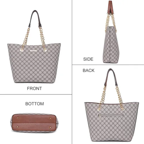 Vista 3 de Montana West Handbags for Women Chain Shoulder Vegan Leather Tote Bag Top Handle Handbag
