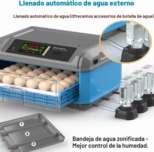 Vista 6 de Incubadora de huevos para incubar huevos, incubadora de huevos de pollo con giro automático de huevos, control de humedad, sistema de adición