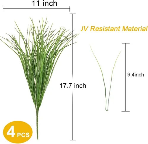 Vista 3 de DVGUN 4 unidades de plástico artificial para exteriores, resistente a los rayos UV, resistente a los rayos UV, césped de trigo para plantas de casa