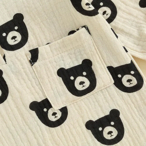 Vista 3 de Mono de manga larga de lino para bebé, niña, niño, mameluco de una pieza