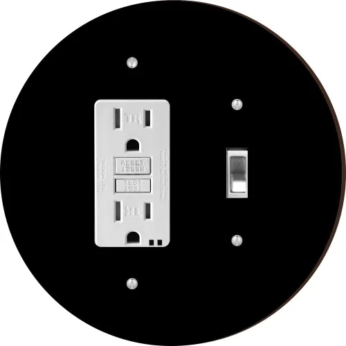 Vista 7 de Island Gifting - Diseño negro - Cubierta redonda para placa de interruptor de luz - Palanca doble