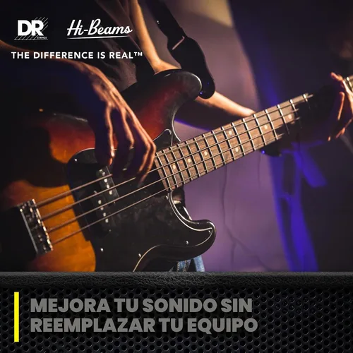 Vista 2 de DR Strings - Hi-Beams - Juego de cuerdas para bajo de 4 cuerdas - Mediano 45-105 - Núcleo redondo de acero inoxidable - Accesorios para bajo (MR-45)
