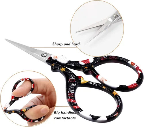 Vista 3 de Tijeras Pequeñas de Costura de 9 cm Tijeras de Bordado Pequeñas de Precisión con Funda de Cuero Tijera de Acero Inoxidable para Trabajo de Aguja