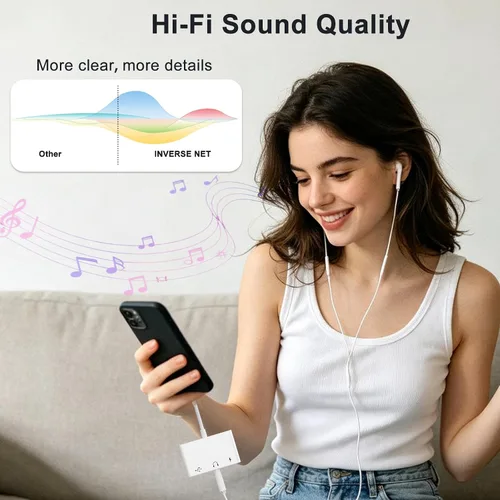 Vista 6 de USB C a 3.5mm Adaptador de Audio OTG, Adaptador USB-C a USB 3en1 con Conector de Auriculares de 3.5mm y Carga Rápida PD de 60W, Compatible