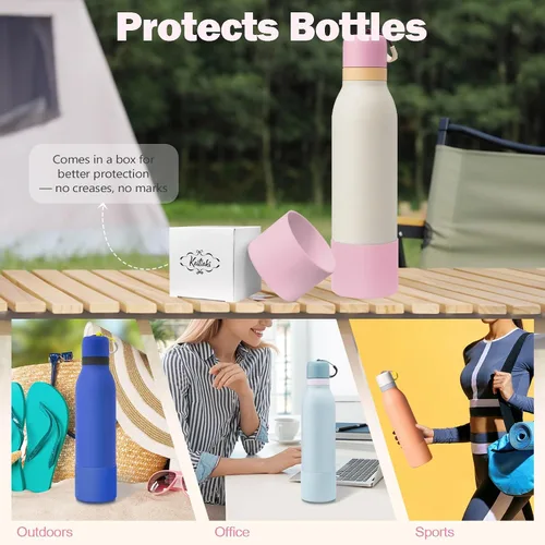 Vista 8 de 2 botas de silicona superiores para Owala FreeSip Twist de 24 onzas, funda inferior resistente a los arañazos, accesorios de botella de Owala