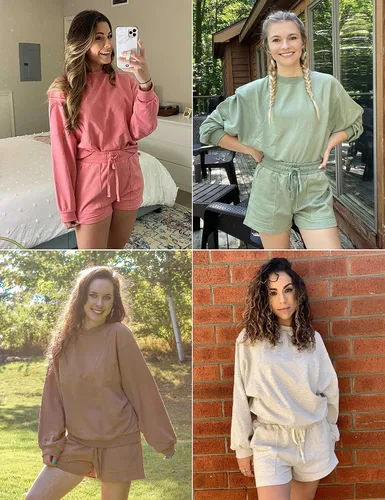 Vista 6 de MEROKEETY Conjunto de 2 piezas de manga de murciélago de gran tamaño para mujer