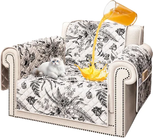 Vista 58 de ALIECOM Funda de sofá 100% impermeable para sofá de 3 cojines, fundas para sofá aptas para mascotas, lavables, con estampado, antideslizantes