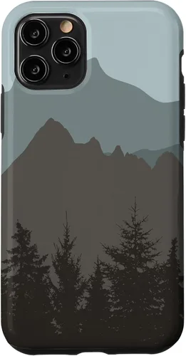 Vista 29 de Mountains Peaks - Carcasa para iPhone 17, diseño abstracto de paisaje natural, color gris y azul