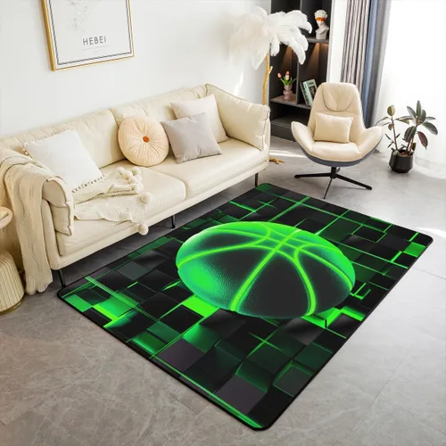 Vista 29 de Erosebridal Tapete de fútbol para interiores de 3 x 5 pulgadas, alfombra de fútbol neón para niños, adolescentes, hombres, brillantes, geométricas