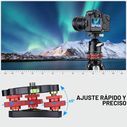 Vista 5 de Soporte nivelador de trípode con +/-5 grados de ajuste de precisión para Seestar s50/cabeza panorámica cabeza de bola cabeza de vídeo y trípode