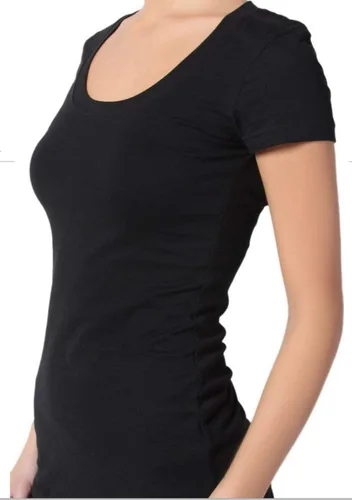 Vista 2 de Active Basic Womens Plain Basic Deep Scoop Neck with Cap Short Sleeves