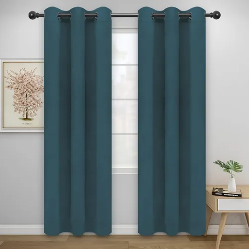 Vista 60 de Easy-Going - Cortinas opacas para dormitorio, aislamiento térmico sólido con ojales, cortinas de ventana para reducción de ruido, cortinas