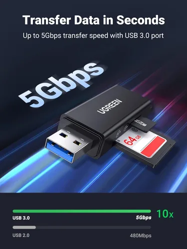 Vista 2 de UGREEN Lector de tarjetas SD portátil USB 3.0
