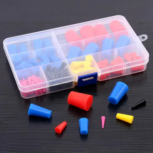 Vista 6 de Glarks Kit surtido de tapones cónicos de goma de silicona para enmascarar agujeros durante el recubrimiento en polvo, pintura, inmersión hidráulica