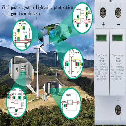 Vista 3 de Dc Solar Protector de sobretensiones 2P Dispositivo de protección contra sobretensiones DC Protector de rayos fotovoltaico Pararrayos de bajo
