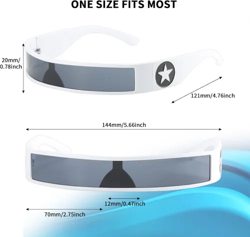Vista 5 de Dollger Gafas de sol envolventes futuristas sin montura para mujeres y hombres, Y2k Fashion CyberPunk de una pieza, visera de cíclope espacial