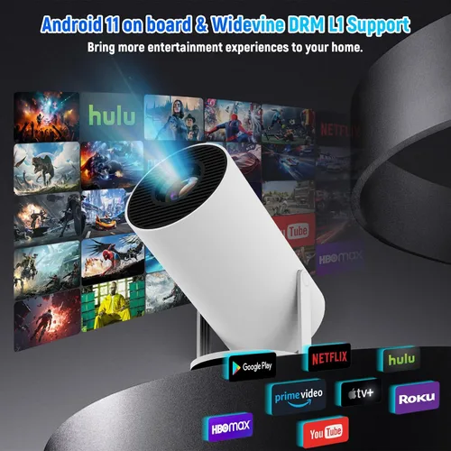 Vista 2 de Mini proyector, proyector portátil 1080P 4K, proyector inteligente con corrección trapezoidal automática, Wifi6 y Bluetooth, proyector de película