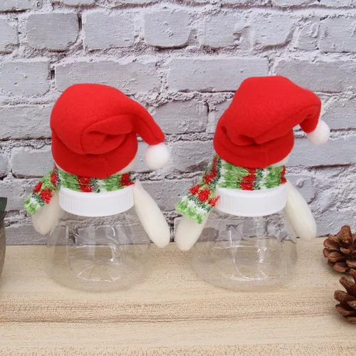 Vista 3 de Abaodam 5 cajas de galletas de Navidad, tarros de dulces de Navidad con tapas, tarros de plástico para dulces de Navidad, caja de almacenamiento