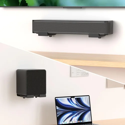Vista 6 de HomeMount Soporte de pared para barra de sonido, soportes de barra de El metal resistente soporta 33 libras y mantiene tu barra de sonido debajo