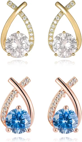 Vista 13 de Lymphatic Earrings for Women Silver Zircon Hoop Huggie Earrings Dainty Fashion Jewelry Gifts A1ï¼ 2 pares de pendientes linfáticos dorados