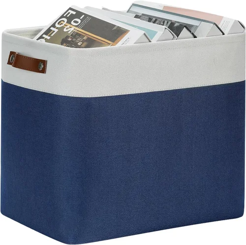 Vista 49 de DULLEMELO Cesta de almacenamiento pequeña para estantes, pequeña cesta plegable de tela rectangular para estantes, armarios, guardería, hogar Beige