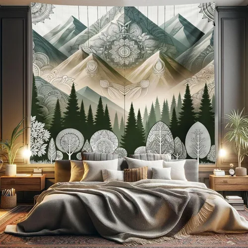 Vista 115 de Ambesonne Tapiz bohemio, diseño floral de bruja, luna y mariposa con adornos de mandala, decoración de tela para colgar en la pared para dormitorio
