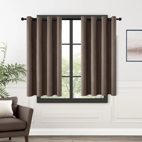 Vista 76 de ChrisDowa Cortinas 100% Opacas de Abedul Sólido de 45 Pulgadas de Largo, 2 Paneles para Dormitorio y Sala de Estar, Estilo Granja Oscurecedoras
