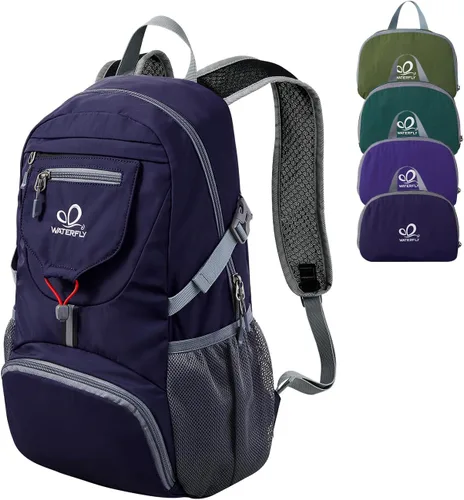 Vista 13 de WATERFLY Mochila pequeña ligera y plegable: mochila de 20 l ultra ligera, plegable, de senderismo, de viaje, de camping, de día, para hombre y mujer