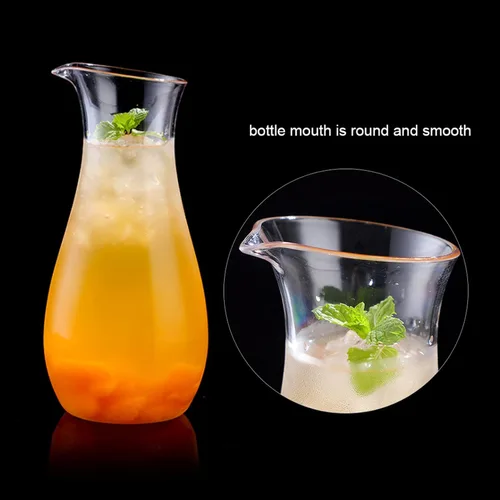 Vista 2 de Jarra de vidrio acrílico, jarra de limonada transparente, recipientes de plástico para jugo, botella alta de vidrio de leche para té helado, jugo