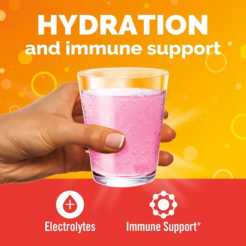 Vista 3 de Emergen-C Hydration+ - Mezcla de bebida deportiva con vitamina C (18 unidades, sabor a frambuesa), reposición de electrolitos, paquetes de polvo