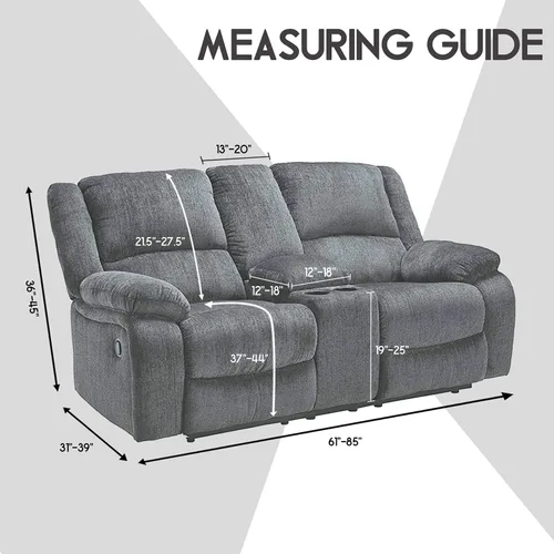 Vista 6 de ULTICOR Funda para Sofá de Dos Plazas Reclinable con Consola del Medio, Fundas de Sofá Reclinable de Terciopelo Elástico de 8 Piezas, Gruesas, Negro