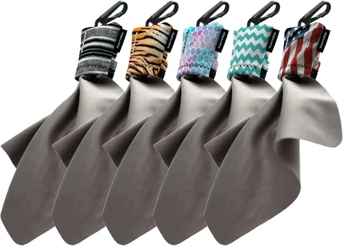 Vista 12 de SPUDZ Paquete variado clásico Tres toallas de microfibra de 10 x 10 pulgadas con bolsas de neopreno Paños de limpieza de microfibra premium
