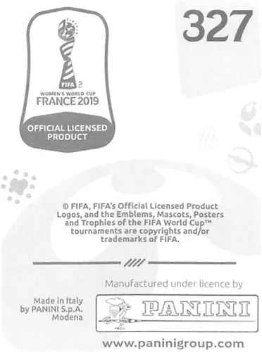 Vista 2 de Panini FIFA - Calcomanías para álbumes de la Copa Mundial Femenina de Francia 2019 (solo adhesivo individual) Fútbol #327 Yuika Sugasawa Japón 2