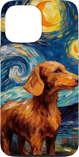 Vista 24 de Carcasa para iPhone 16 Dachshund Dog Starry Night Van Gogh Dachshund
