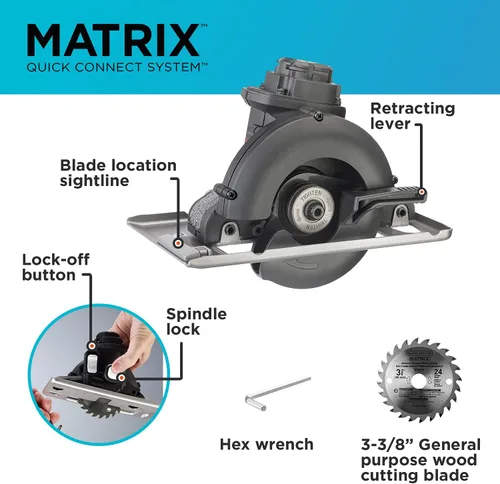 Vista 2 de BLACK+DECKER Accesorio de matriz, sierra de corte con bolsa de herramientas con cremallera de boca ancha de 16 pulgadas (BDCMTTS y BDST500002APB)