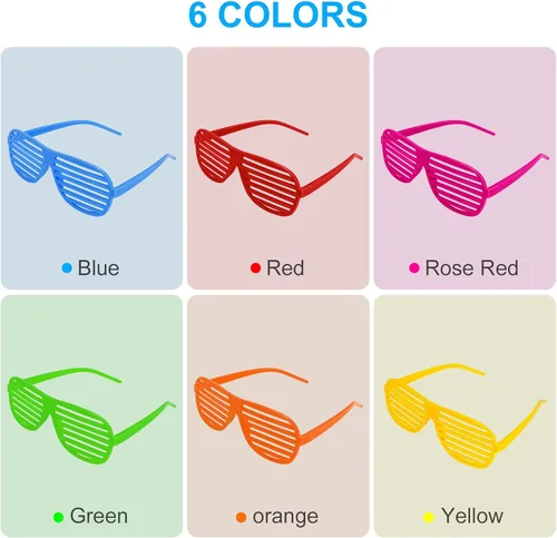 Vista 2 de Gafas de sol de color neón para niños, novedosas gafas de fiesta divertidas de los años 80 y 90, accesorios para fiestas