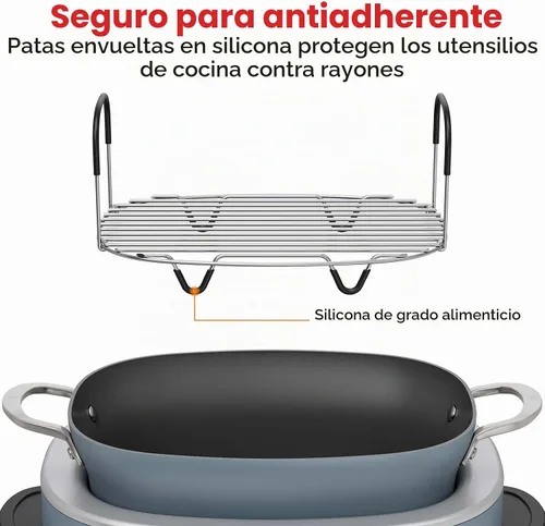 Vista 2 de Goldlion Estante de vapor y asado para Ninja PossibleCooker PRO, PLUS y PRO Acero inoxidable, ideal para cocinar al vapor y asar, los pies