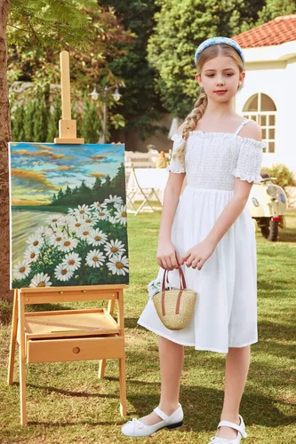 Vista 3 de Arshiner Vestido casual de verano sin mangas para niñas de 4 a 13 años