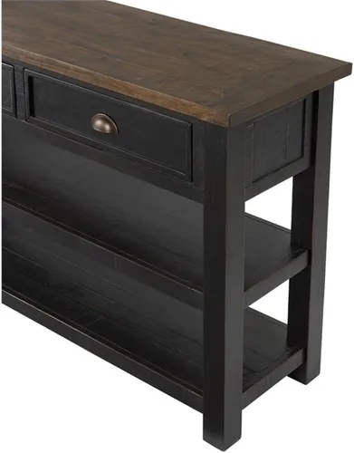 Vista 6 de Martin Svensson Home Mesa consola de sofá de madera maciza, color negro con tapa marrón