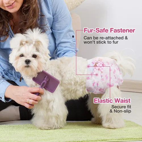 Vista 4 de Dono Pañales desechables para perras, pañales súper absorbentes para perros, con tecnología de gel de secado rápido, a prueba de fugas, ajuste
