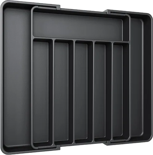 Vista 25 de Aujen Organizador de cubiertos – Organizador de cajones de cocina expandible, organizador de utensilios ajustable, bandeja de cubiertos