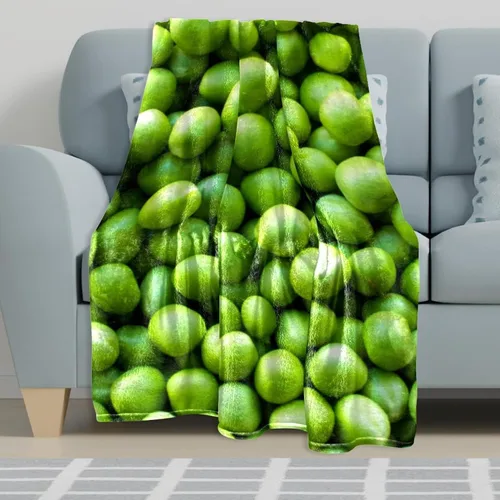 Vista 3 de Green Peas - Manta de franela de verduras ultra suave y acogedora manta de felpa para sofá, silla, sala de estar, aire acondicionado, mantas frescas